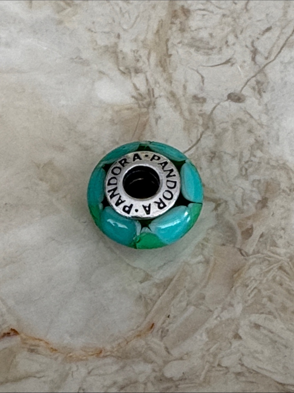 Pandora Retired Captivating Green Murano Glass Sterling Silver Charm